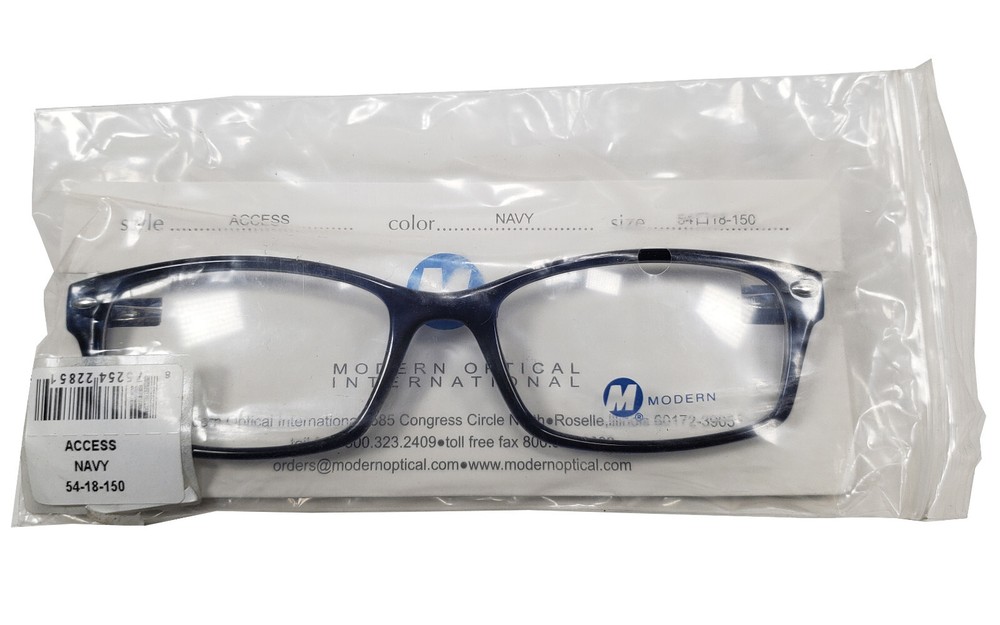 NEW MODERN OPTICAL ACCESS 54-18-150 NAVY BLUE RX EYEGLASSES FRAMES