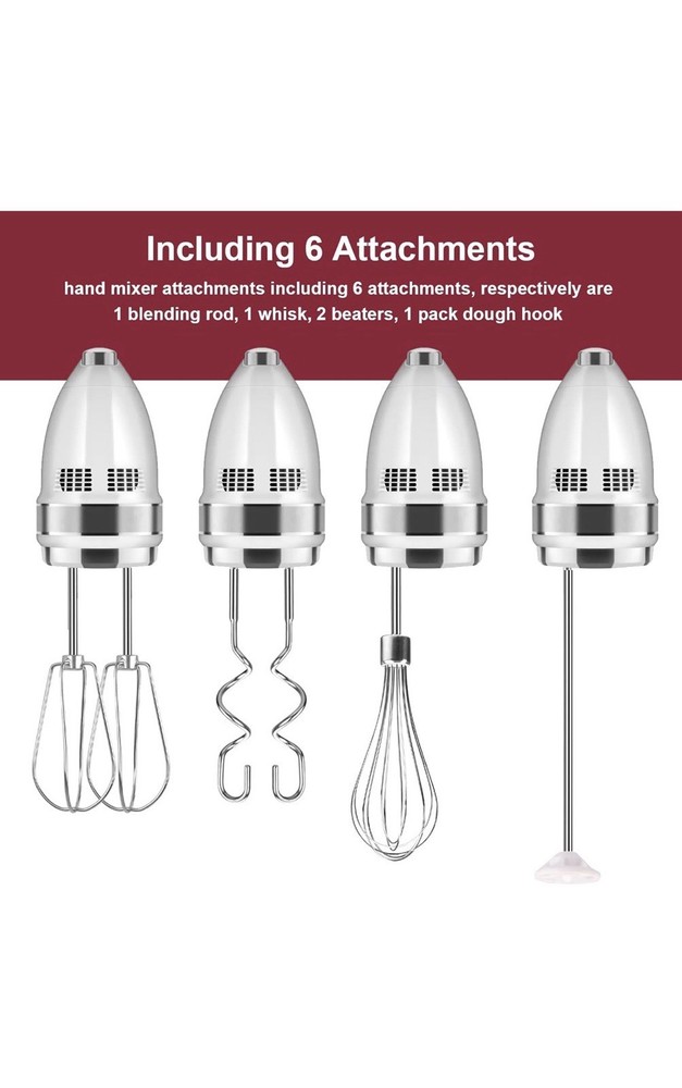 KitchenAid Hand Mixer Attachments Set - Beaters, Whisk, Dough Hooks, Silver