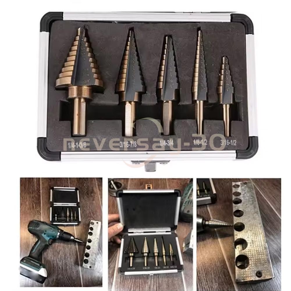 HSS 6PCS Titanium Step Drill Bit Set W Automatic High Speed Steels