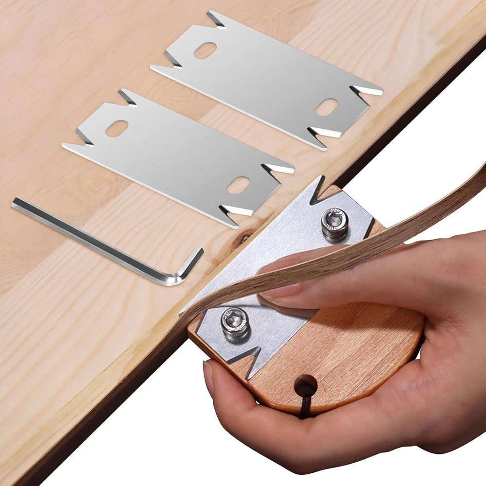 Edge Banding Trimmer & Planer - 2PCS Replacement Blades, Deburring, Chamfering &