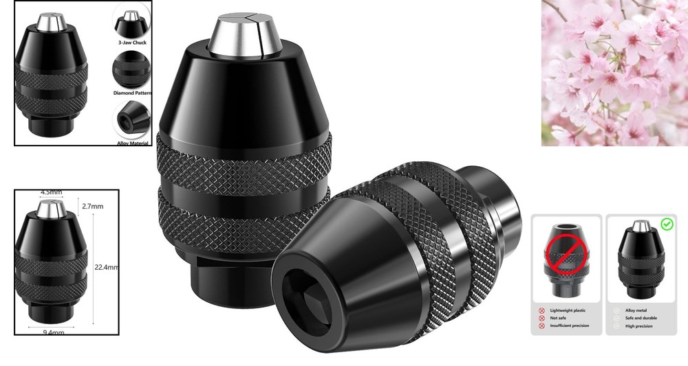 Versatile Keyless Chuck Set for Dremel Rotary Tools - 2-Pack Precision Chucks