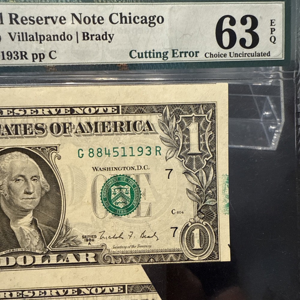 1988A $1 Federal Reserve Note PMG 63EPQ - Chicago - Fold Over Error Note