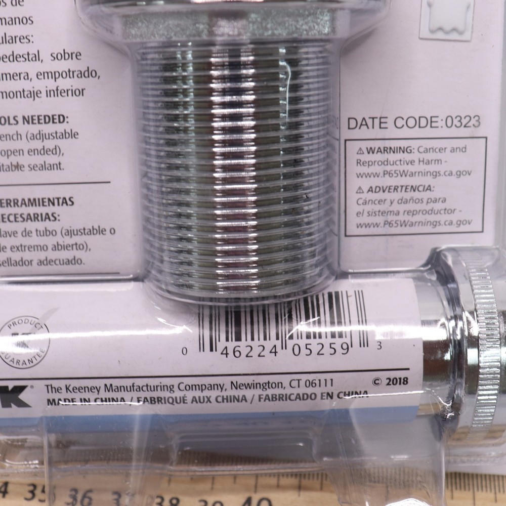 Keeney Push Button Bathroom Sink Drain without Overflow Chrome K820-76