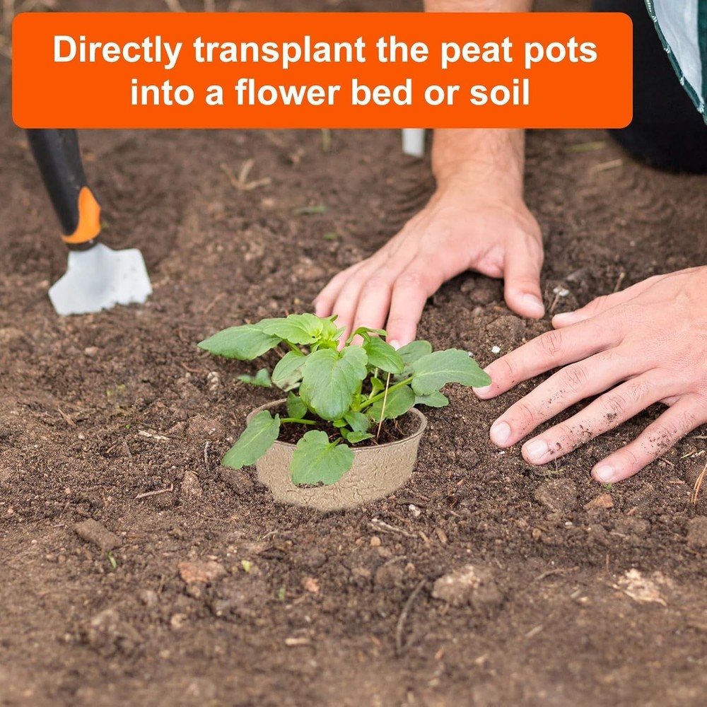 60 Pack Peat Pots 3.15in Biodegradable Seed Starter Pots with Labels