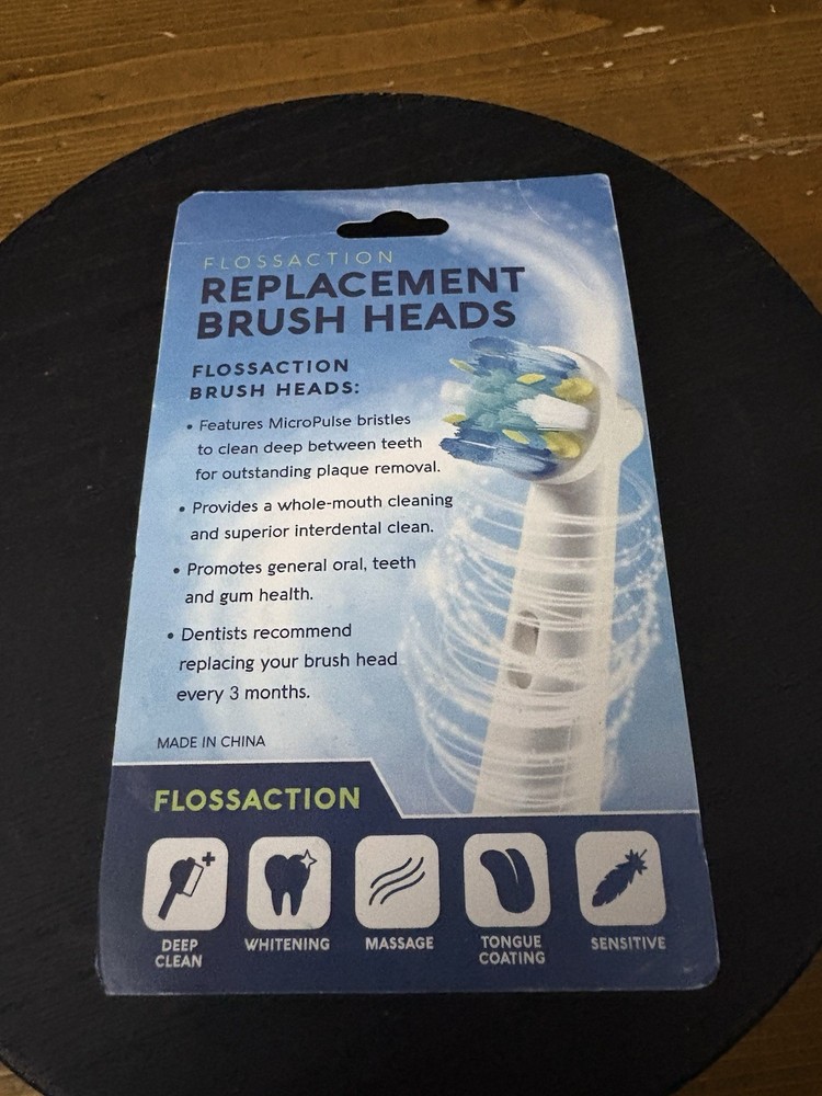Replacement Brush Heads 4 Pack Flossaction New Sealed