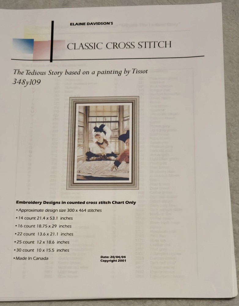 Classic Cross Stitch Pattern - The Tedious Story
