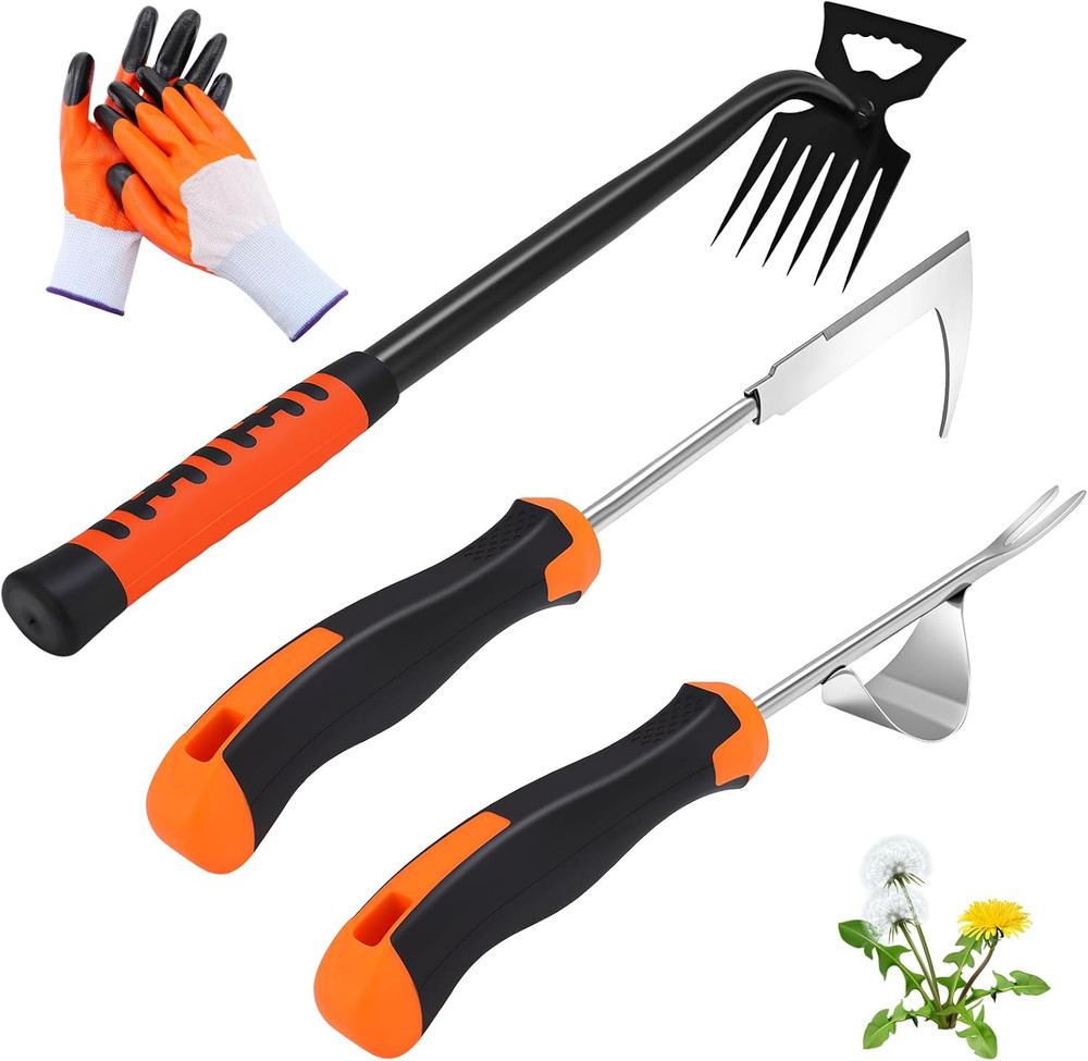 Weed Puller Tool, Manual Portable Stainless Steel Weeder Puller Tool, Crack Weed