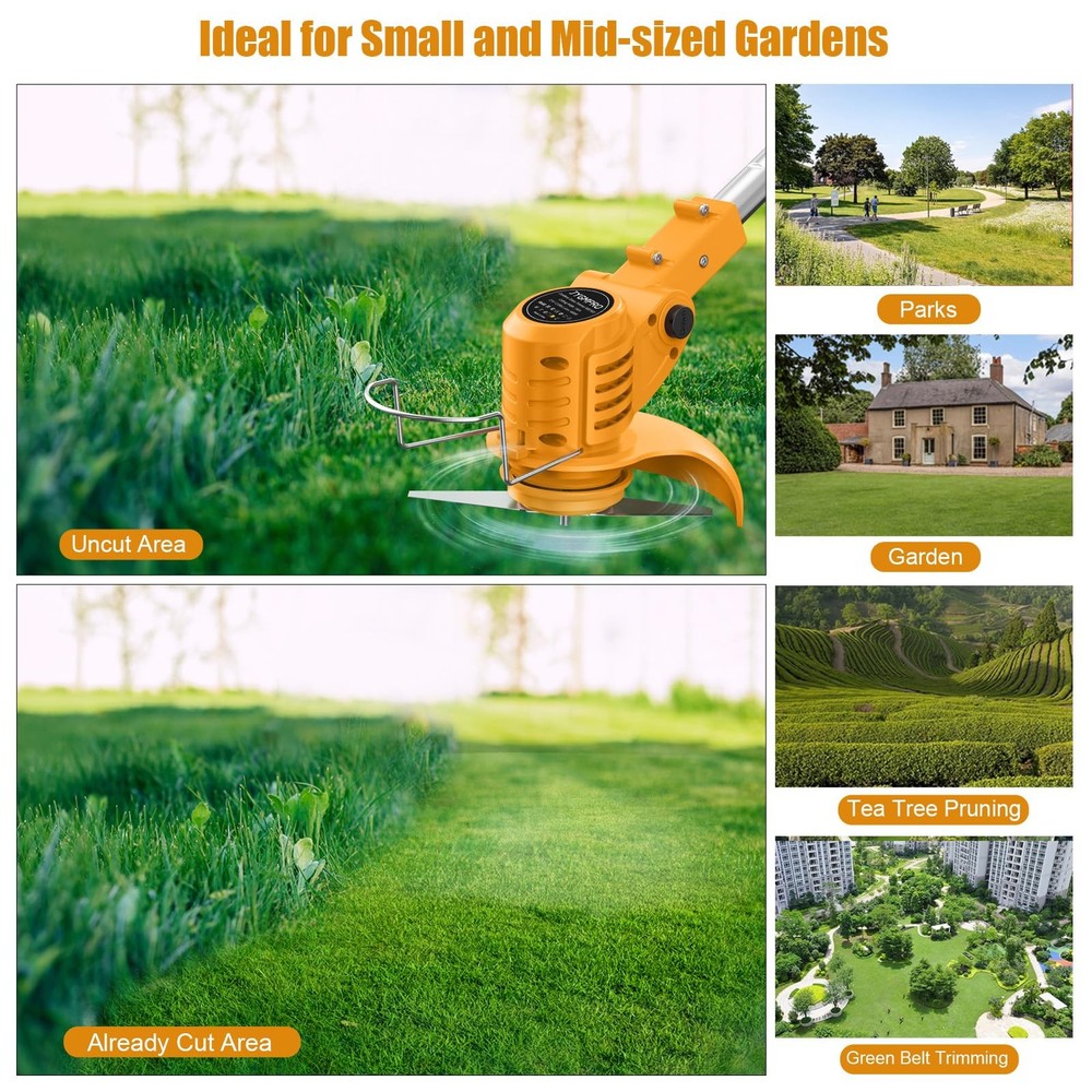 21V String Trimmer Cordless - Battery Powered Weed Wacker, 2 X 2.0Ah Battery ...