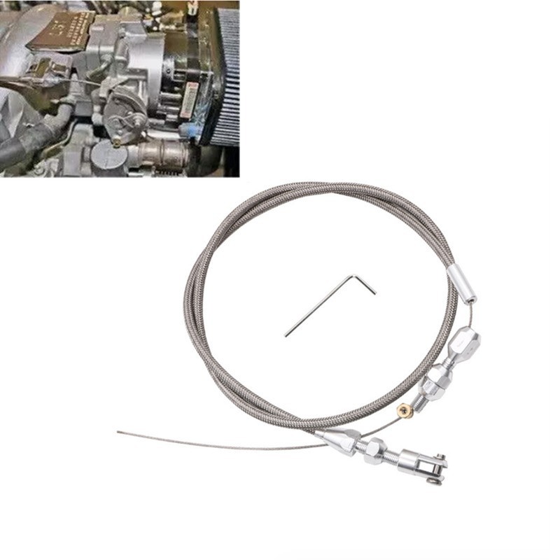 36" Length Adjustable Car Throttle Cable Accelerator Cable Replacement Silver E