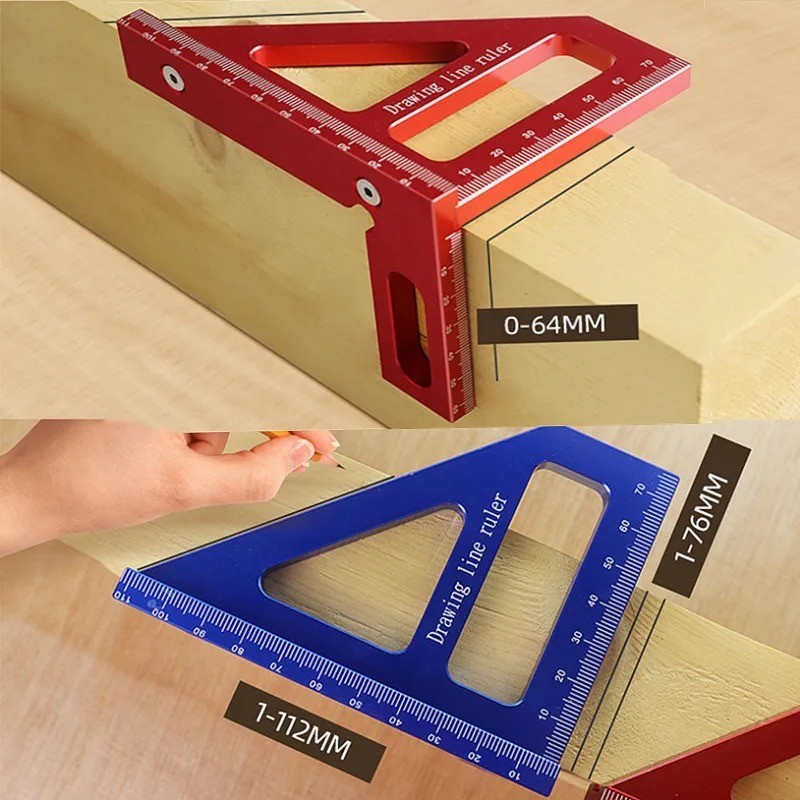 Woodworking Square Protractor Aluminum Alloy Miter Triangle Ruler High Precision