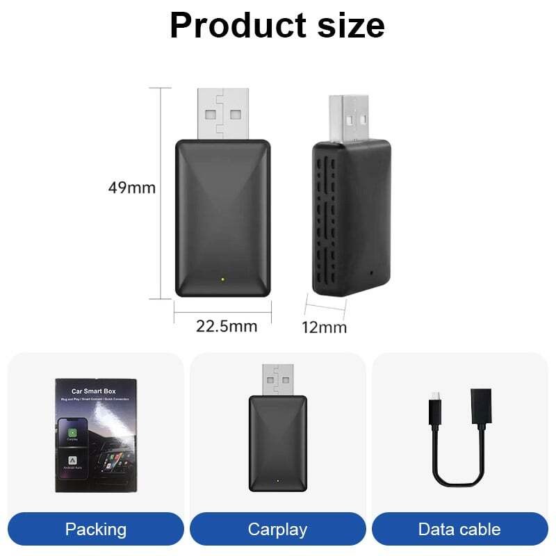 2-in-1 Wireless CarPlay Adapter&Android Auto Wireless Adapter, Plug&Play