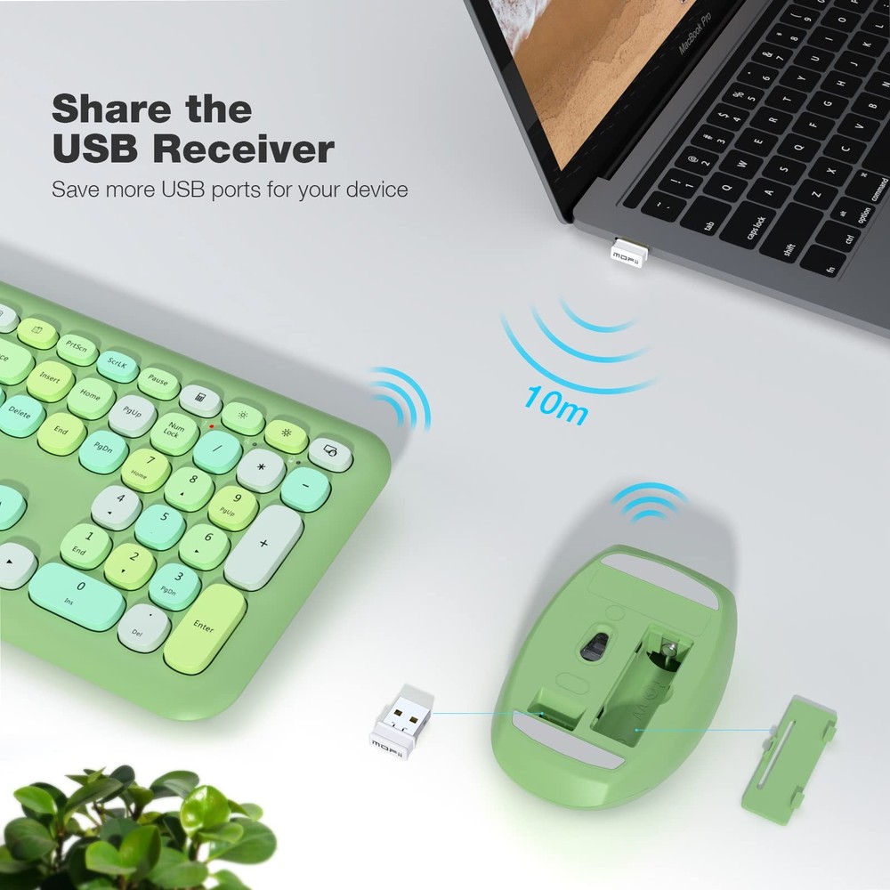 Wireless Keyboard and Mouse Combo, Computer Full Size Keyboard, 2.4GHz USB Dr...