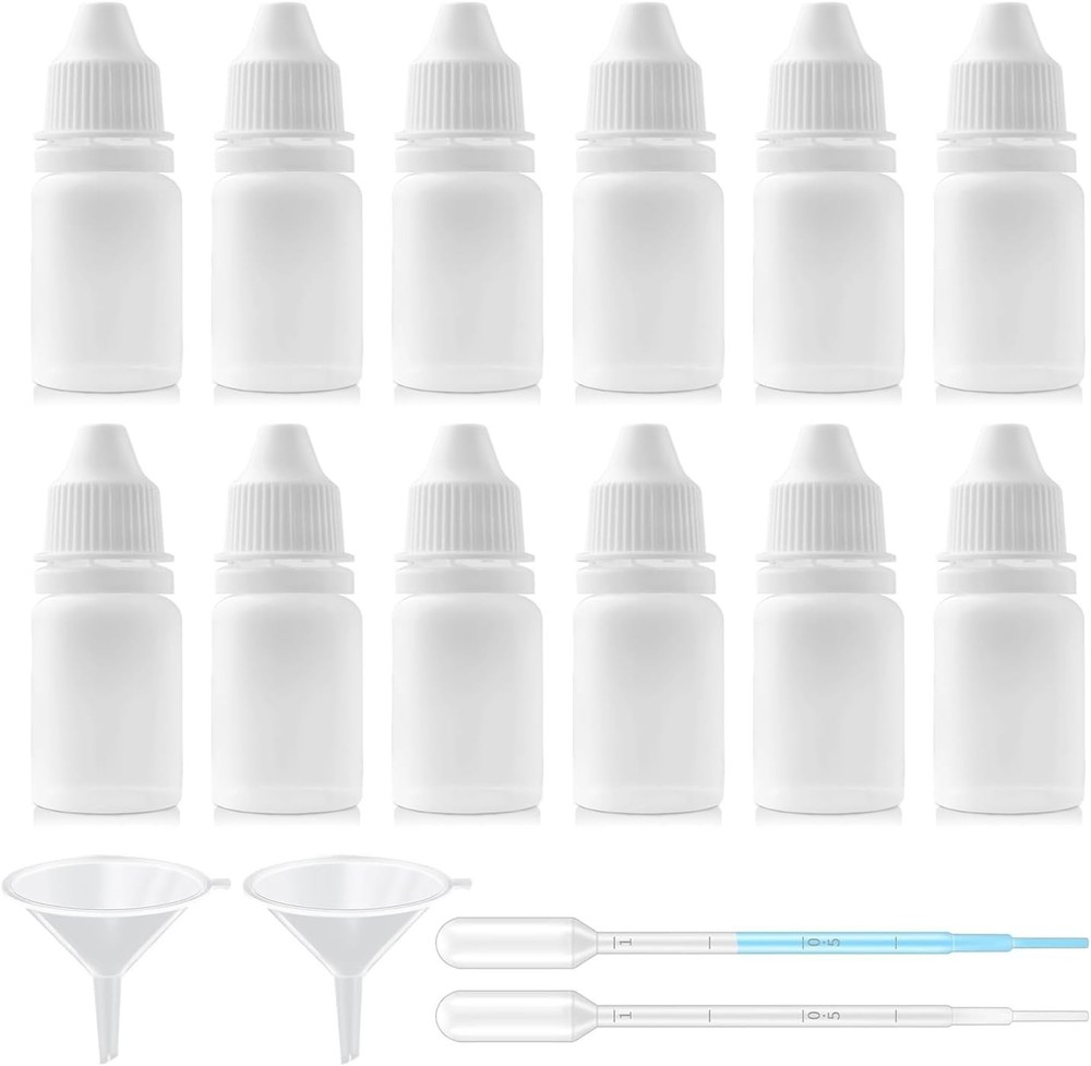 12Pc Empty Mini Empty Squeezable Eye Liquid Dropper Bottles Container Refillable