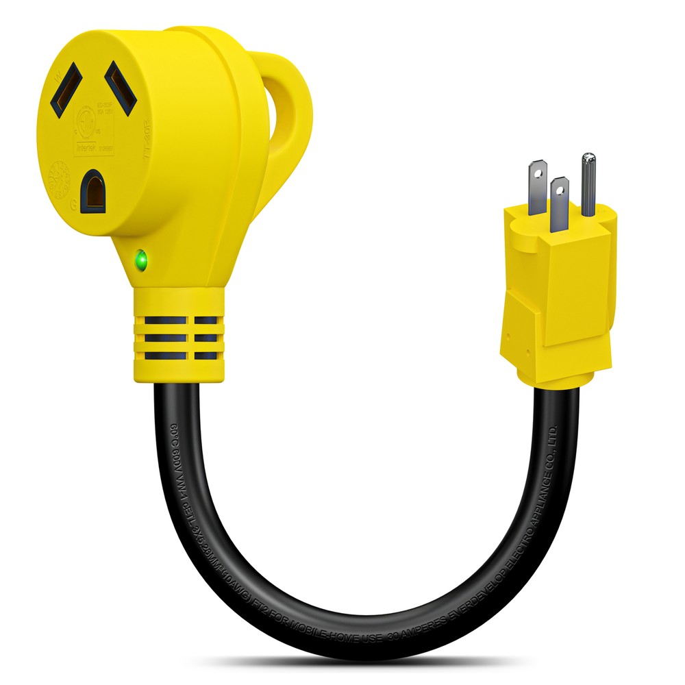 Female Dogbone Cord Adapter Cable for RV Camper Trailer 15A 15Amp Male to 30Amp