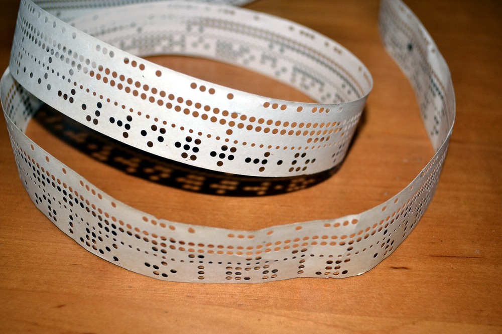 Vintage Soviet Computer Punched Paper Tape with Old Program Code, USSR 1960-1970