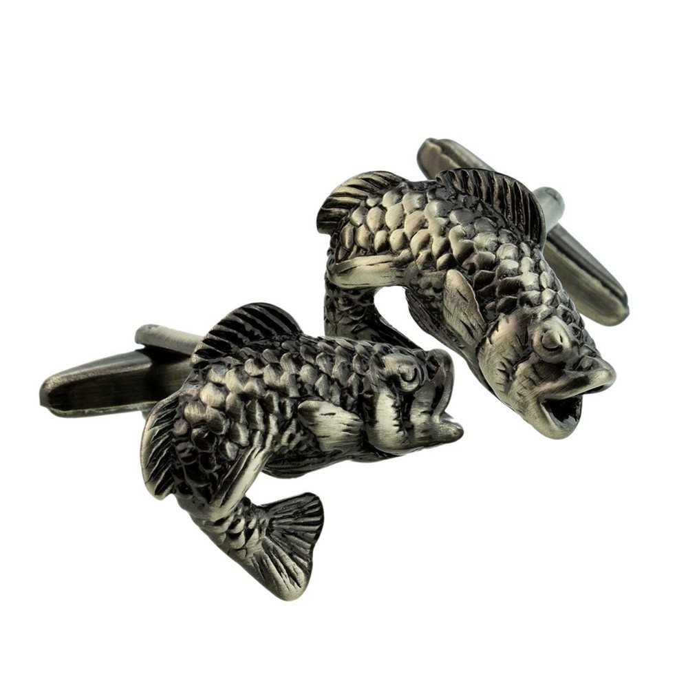 Antique finish Leaping Salmon Cufflinks Presented in a Box X2AJ520