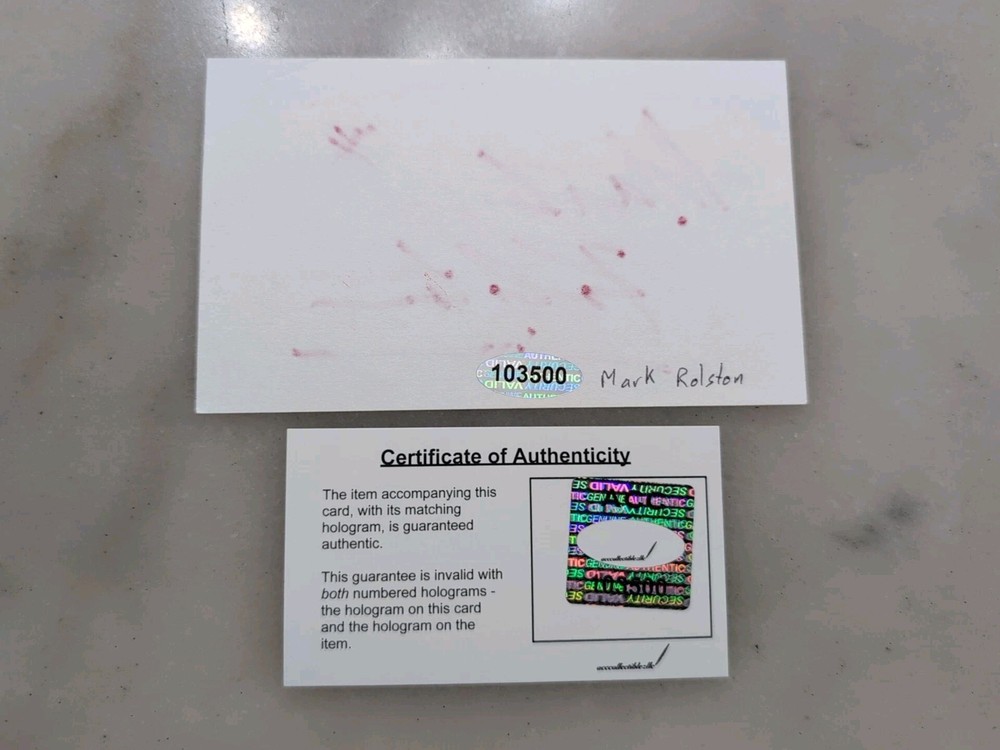 Mark Rolston Signed 3x5 Index Card with COA