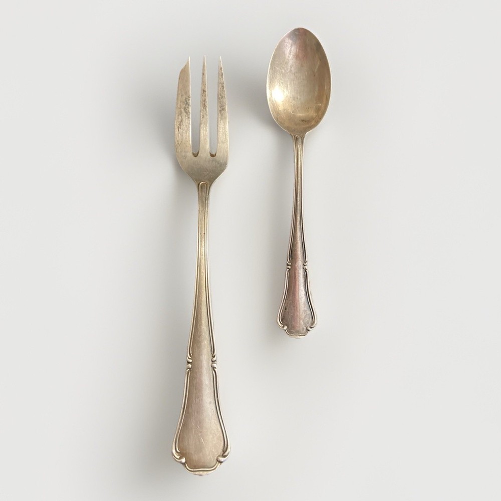 Beautiful Antique 800 Silver Tiny Fork And Spoon Pair 🍓