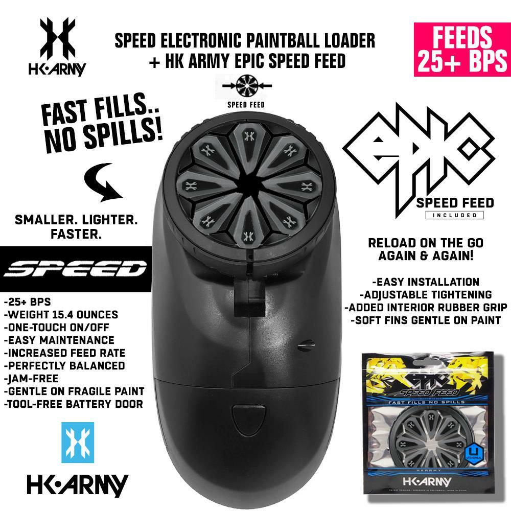 HK Army Speed Electronic Paintball Loader with Epic Speed Feed - Stealth