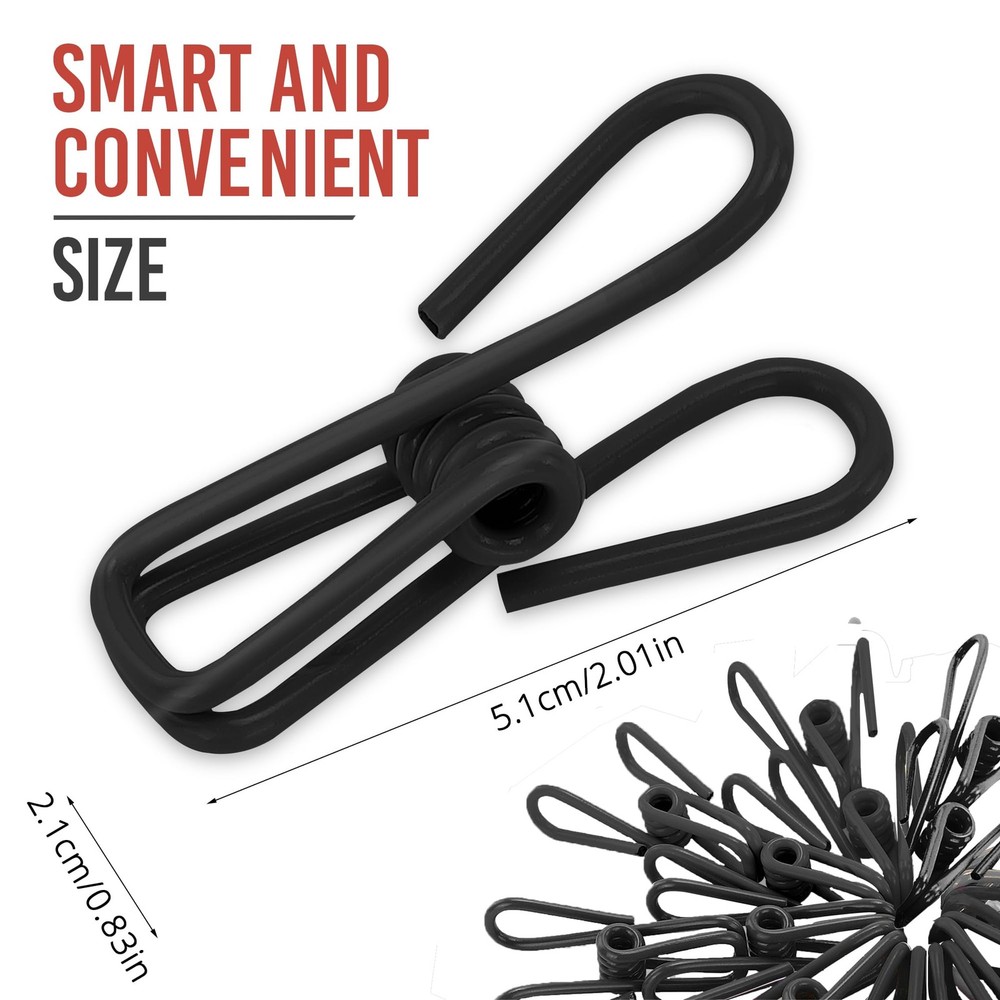 30-Pack 2in Black PVC-Coated Chip Bag Clips - Kitchen Laundry Clips