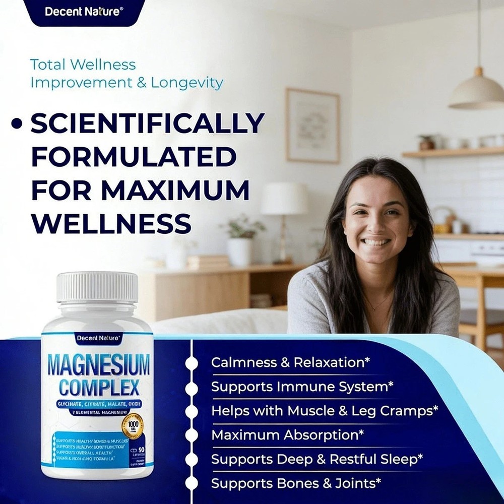 Magnesium Complex 1000mg | 7 Elemental Magnesium Blend, 90 Capsules