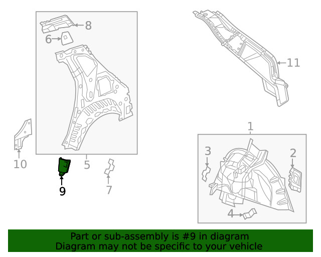 Genuine GM Driver Side Quarter Inner Panel Extension 22844180