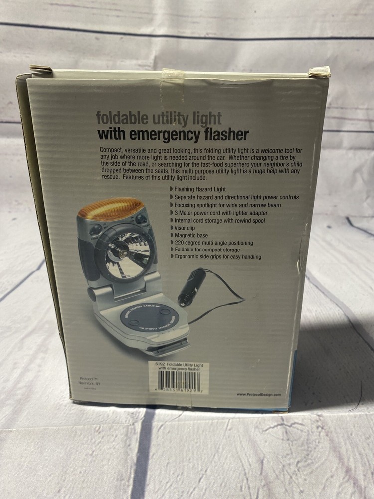 Roadside Utility Hazard Foldable Light with Emergency Flasher w/ Lighter Adapter