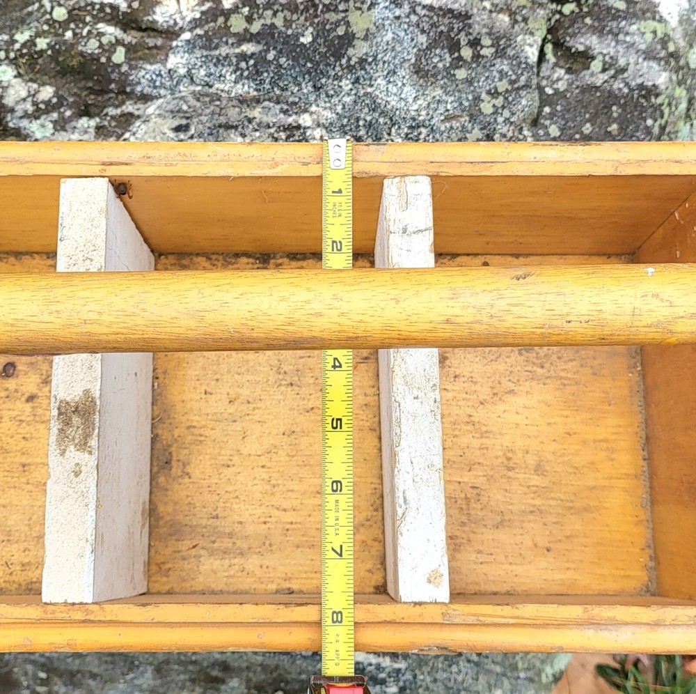 Vintage Unique Handmade Primitive Solid Wood Tool Box Caddy Carrier Storage 31"