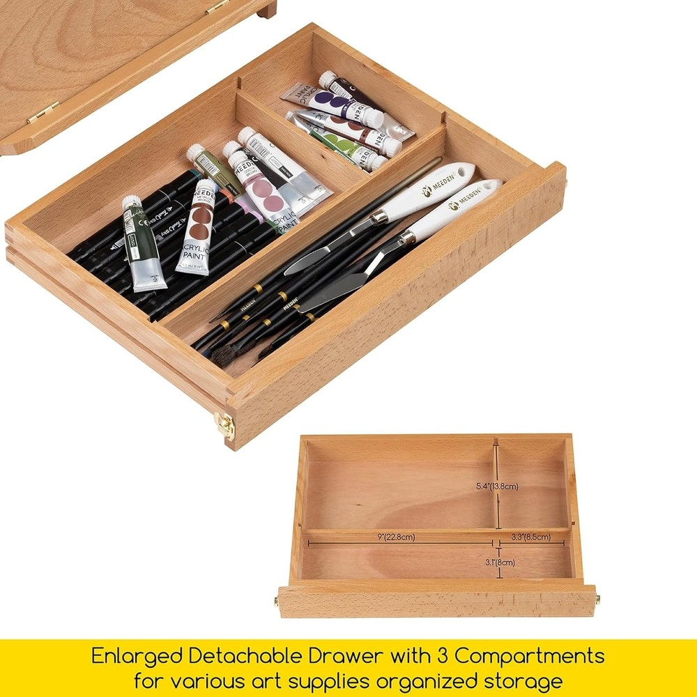 Table Sketch Box Easel -Portable Solid Beech Tabletop Wood Easel Drawing &