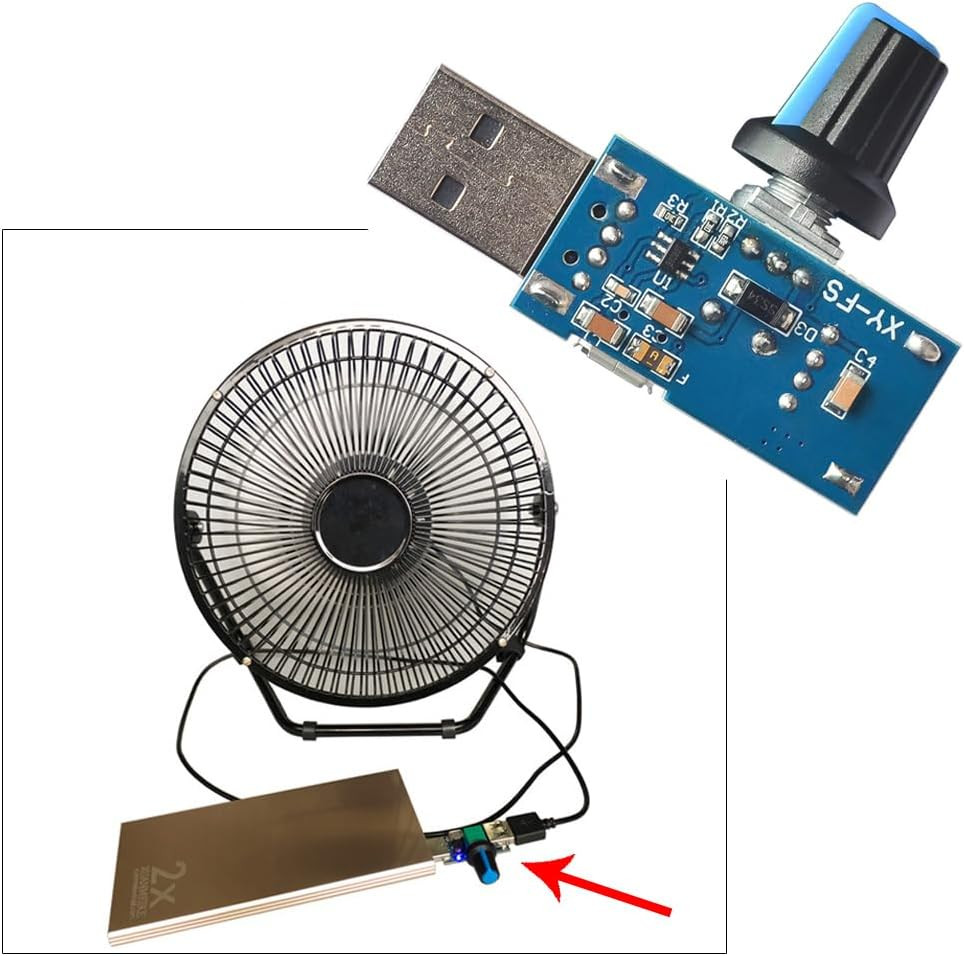 2 Pack USB Fan Controller Stepless Speed Regulator Air Volume Cooling Governor N
