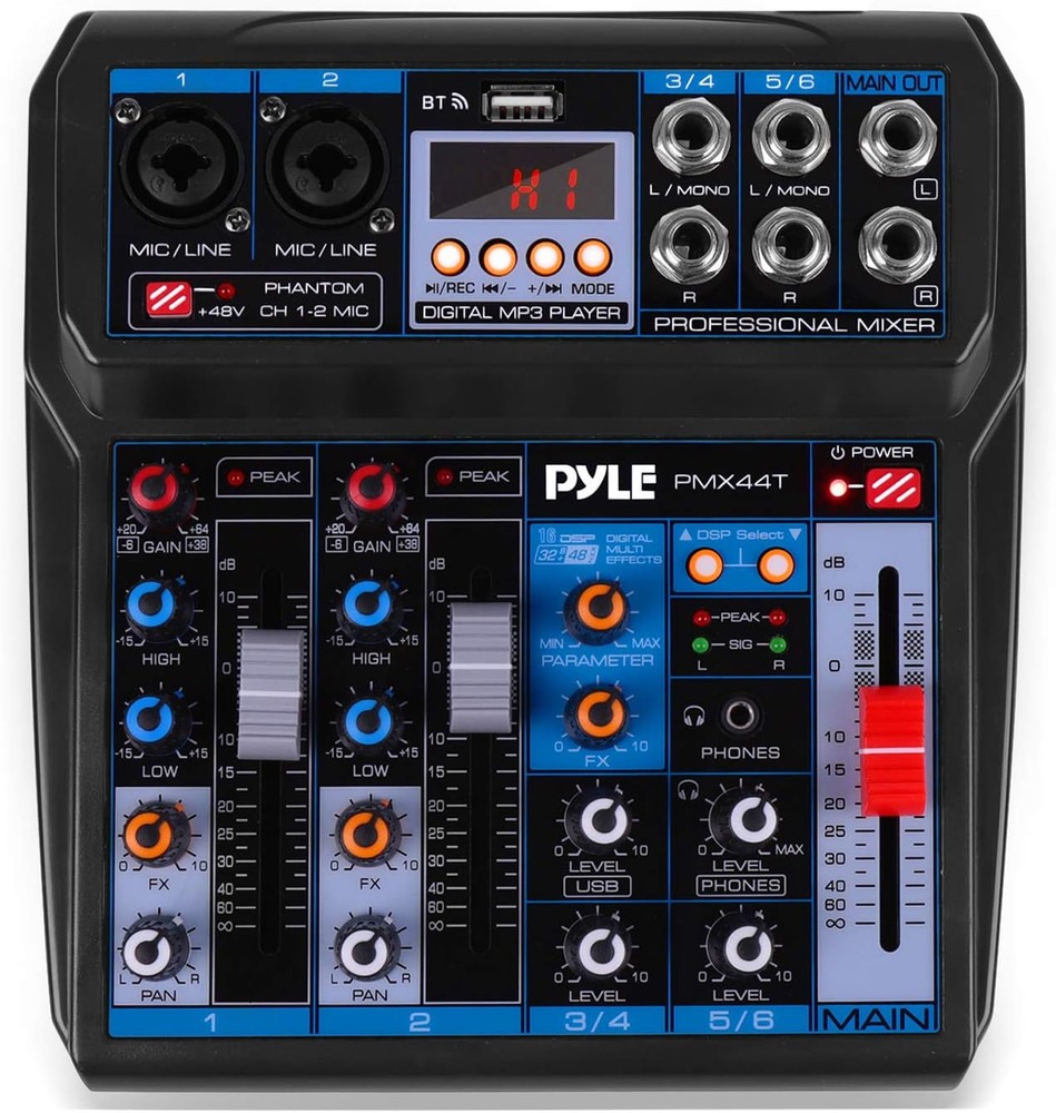 Professional Wireless DJ Audio Mixer - 6-Channel Bluetooth Compatible DJ Control
