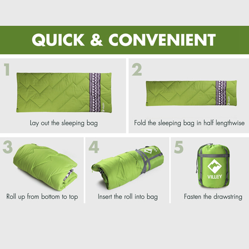 VILLEY Backpacking Camping Sleeping Bag Lightweight Sleep Bag w/Compression Sack