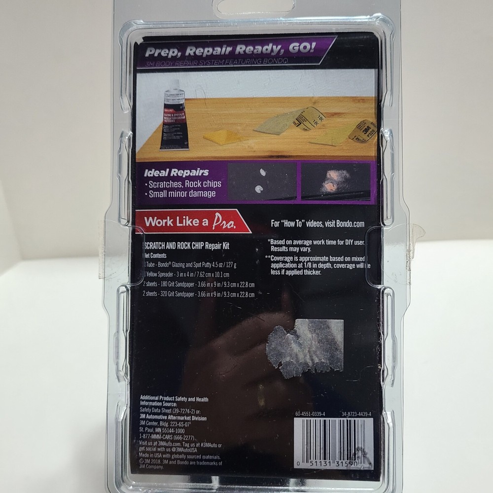 3M Bondo Scratch & Rock Chip Repair Kit. Paintable • Permanent • Non-Shrinking.
