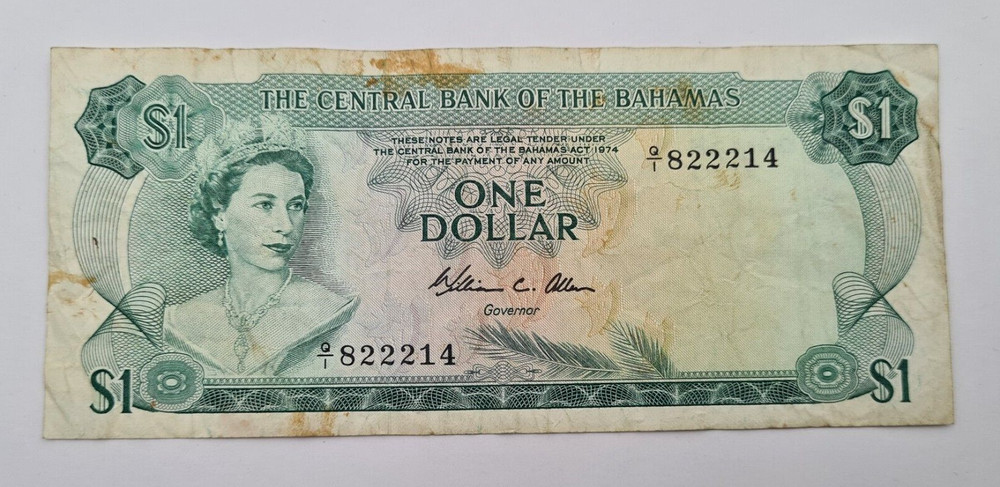 Bahamas dollar  1974 BANKNOTE