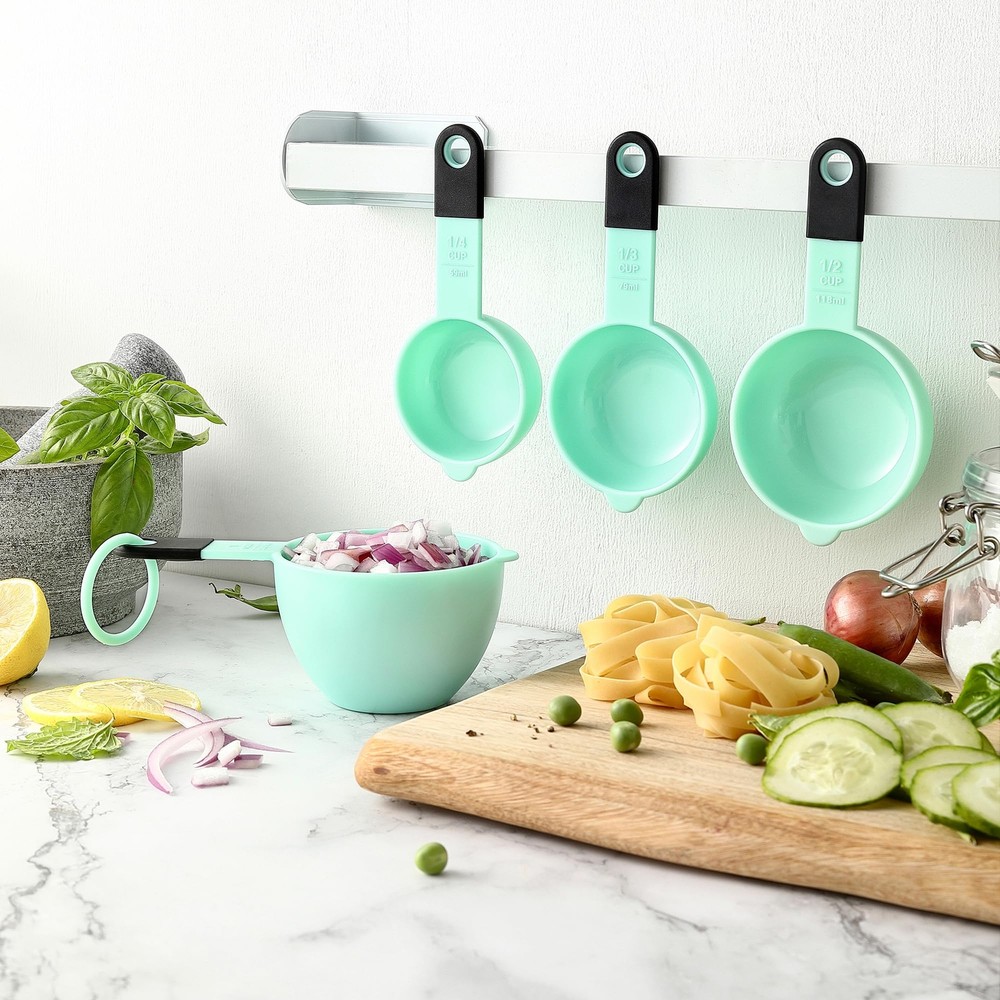 Spring Chef Mint Magnetic Measuring Cups and Spoons Set of 9, Stackable Plast...