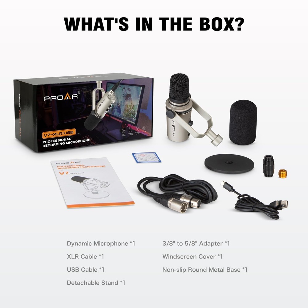 USB/XLR Podcasting Dynamic Microphone,Professional USB Gaming Microphone for ...