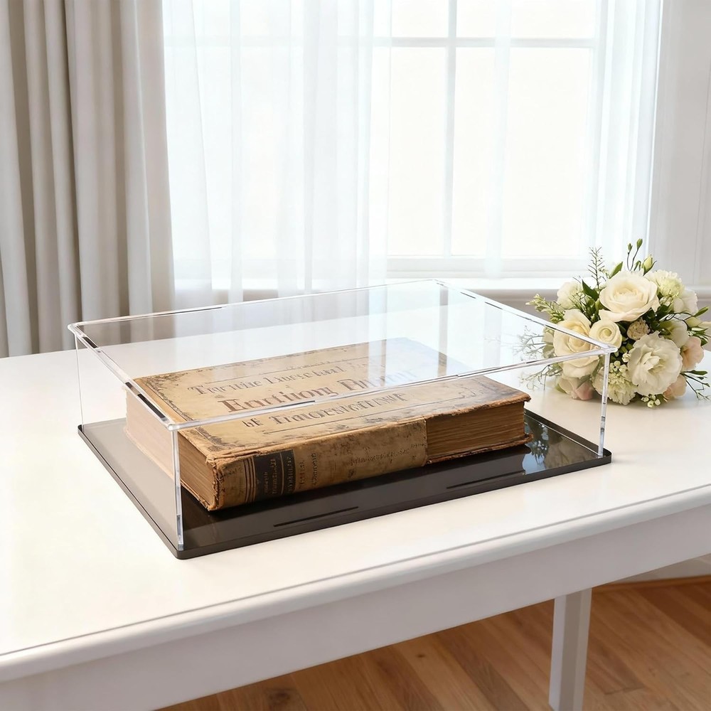 Book Display Case Clear Book Protector Case, Acrylic Display Cover Case for B...