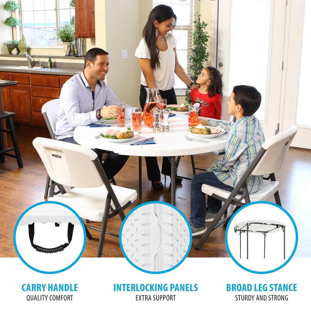 Lifetime Light Commercial Fold-in-Half Round Table, 4-Foot