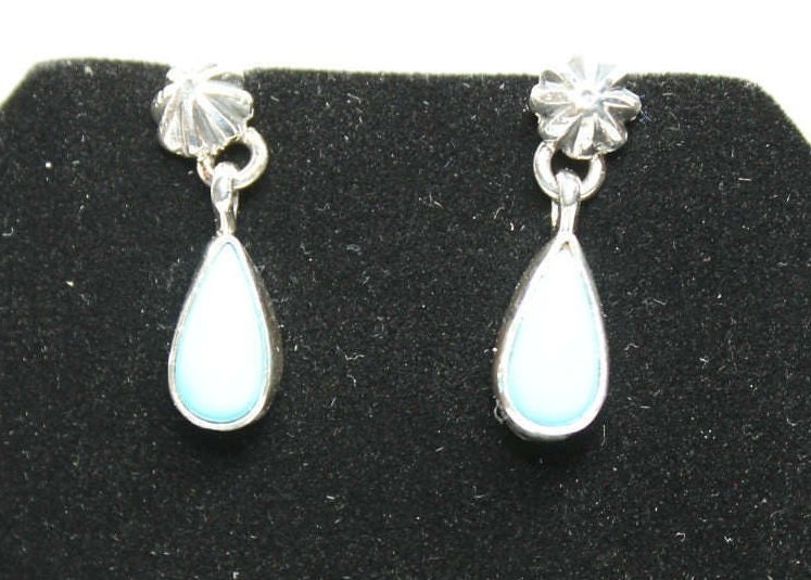 Sleeping Beauty and Sterling Silver Drop Earrings