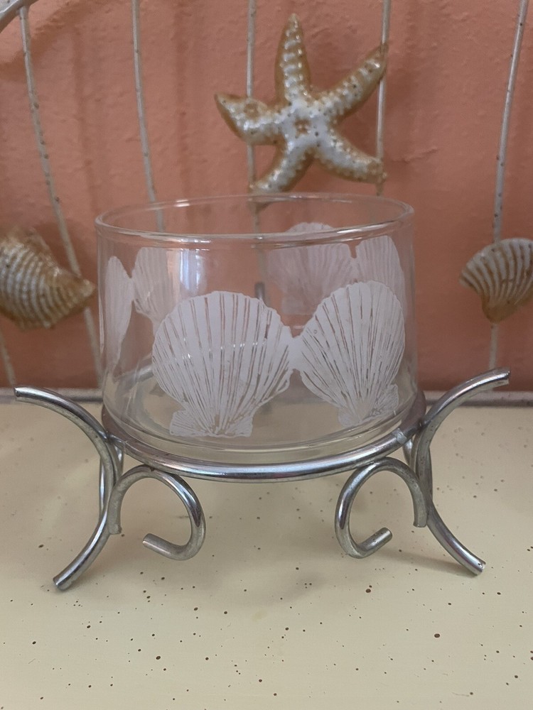 Seashell Clear Ceramic Candy Dish Jar Tropical No Lid
