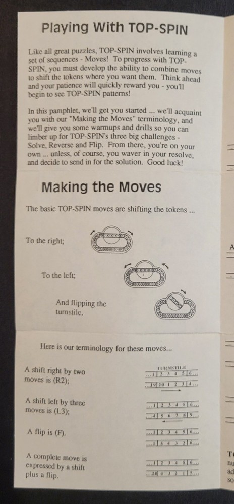 Vintage - Instructions ONLY - TOP-SPIN - Binary Arts