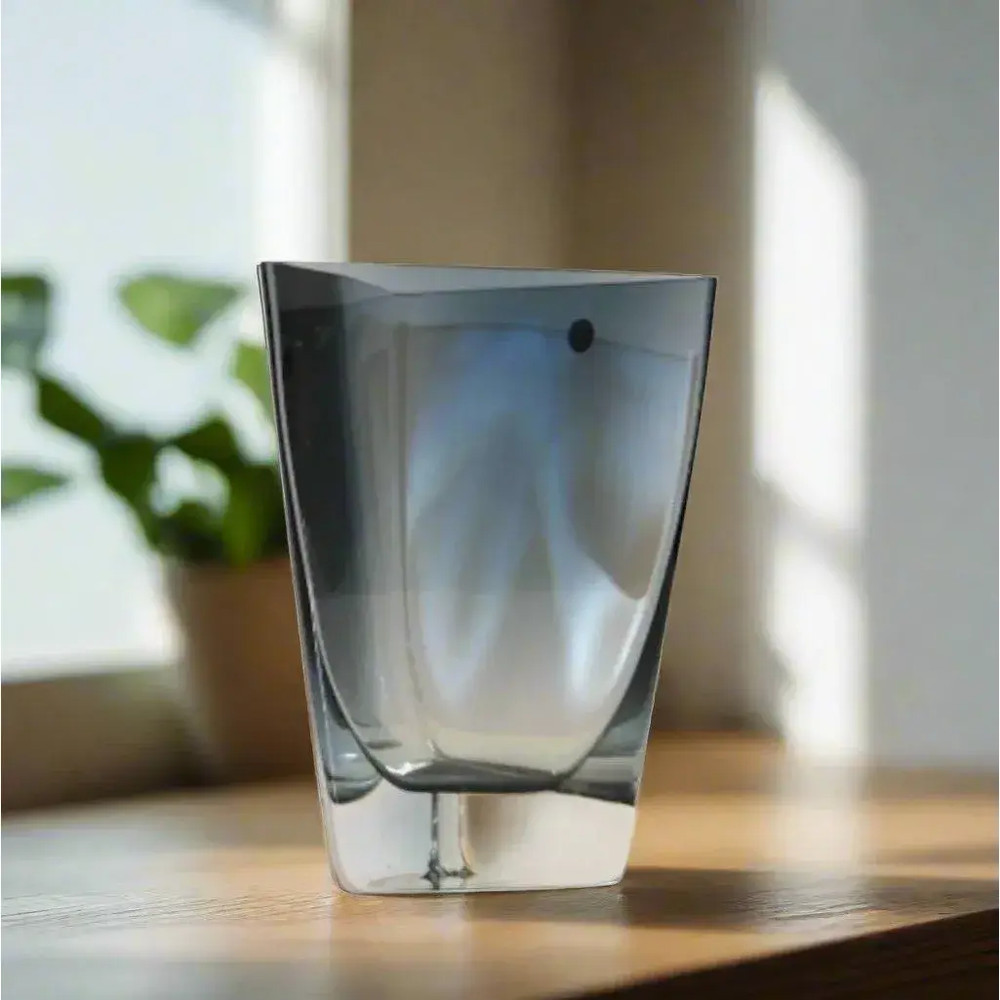 Glass Triangle Vase, Gray Blue | Made in Poland