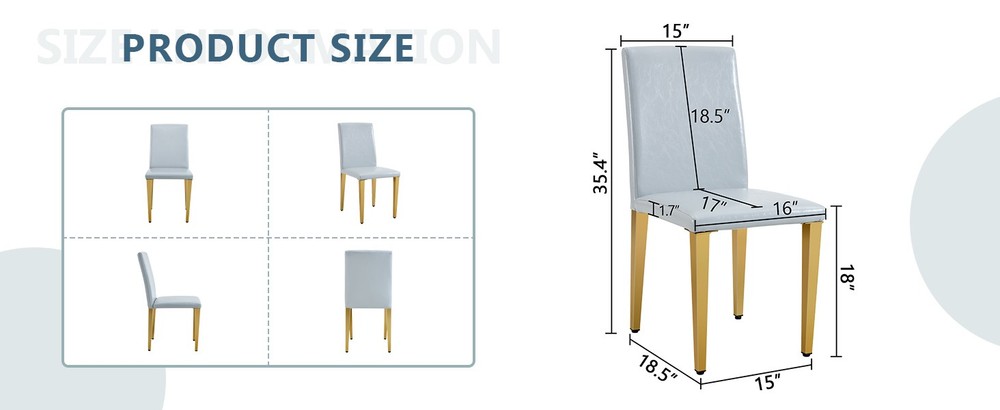 Four Light Gray PU dining chairs, simple and versatile, comfortable and accomp