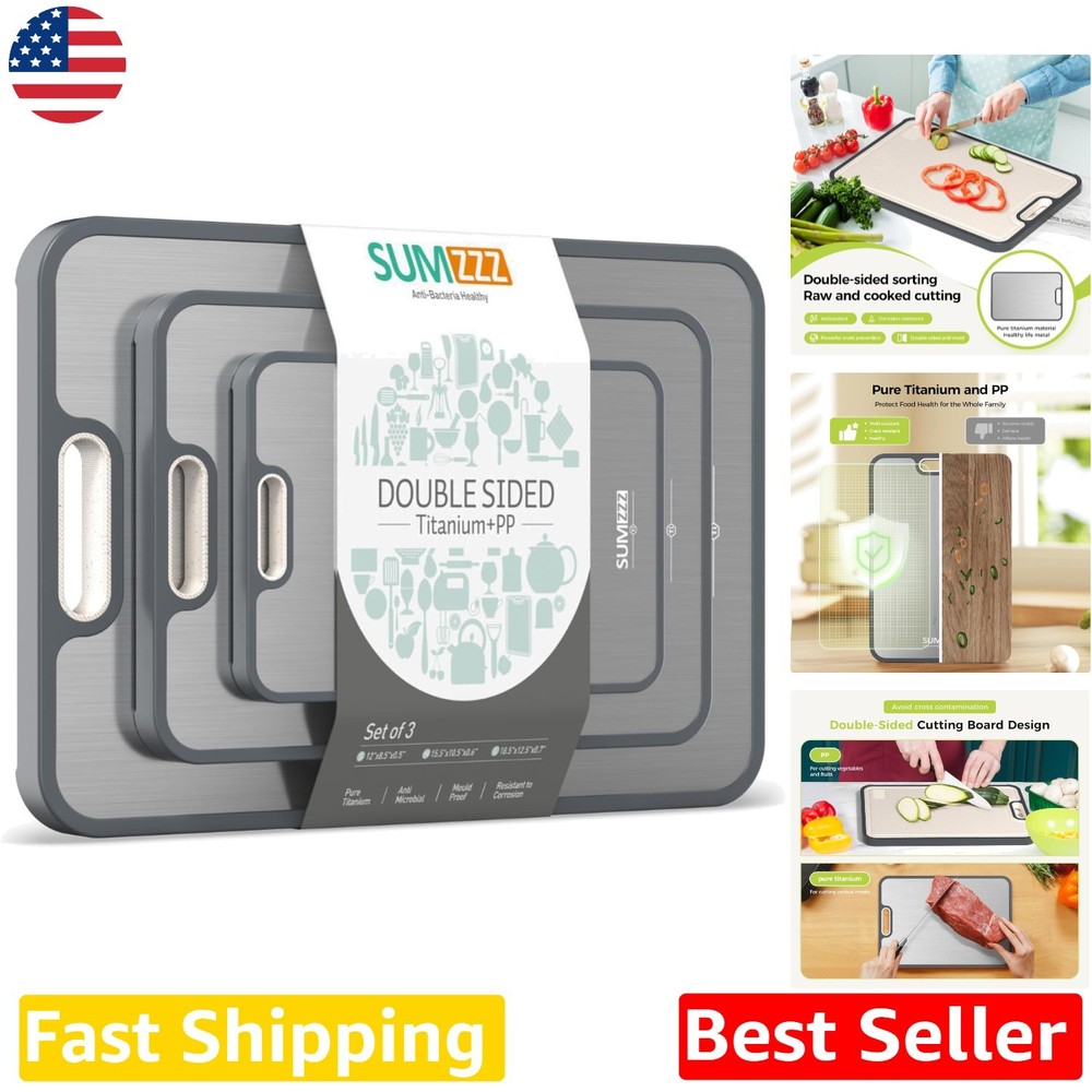 Elite Titanium Cutting Board 3-Size Set, Food Safe, Easy Wash, Kitchen Essential