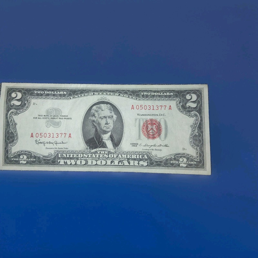 1963 $2 DOLLER RED BANK NOTE VF