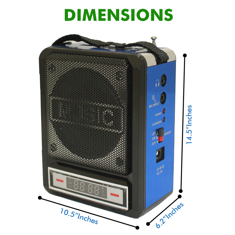 Technical Pro Rechargeable Bluetooth Speaker with Wired Headset Mic & LED Light