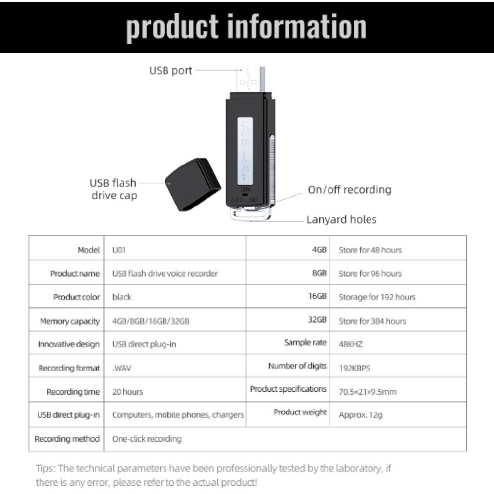Mini USB Voice Activated Bug Digital Sound Audio Recorder Dictaphone MP3 Player