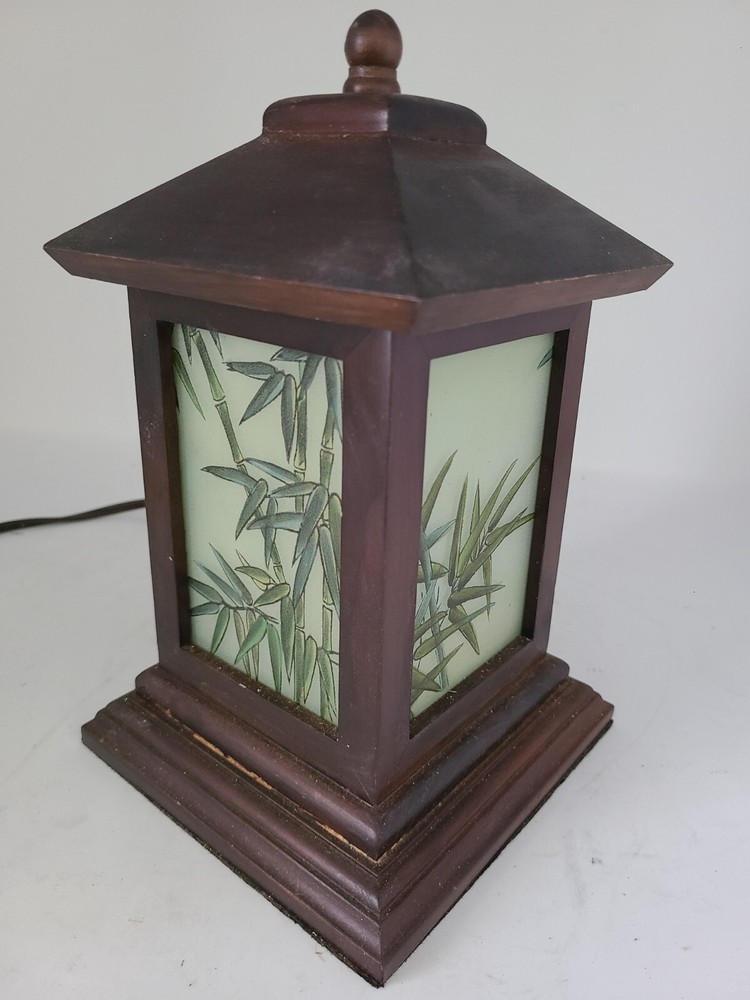 Night Light Wood and Glass Panel Lantern Style