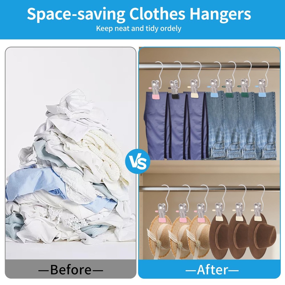 30 Pack Heavy Hanger Clips for Closet, Laundry Hooks Hanging Clips