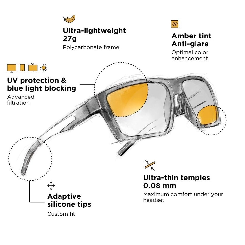 Horus X Gaming Glasses • Professional Blue Light Blocking for Screen Use